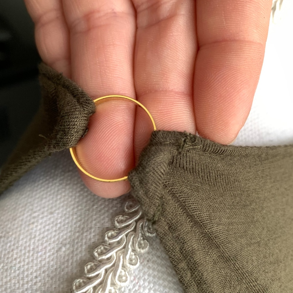 SOLD! Army Green Cold Shoulder Blouse - Picture 3 of 7